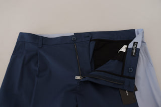 Elegant Blue Cotton Blend Pants For Men