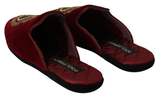 Red Velvet Embroidered Slides - Luxury for You