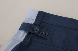 Elegant Blue Cotton Blend Pants For Men