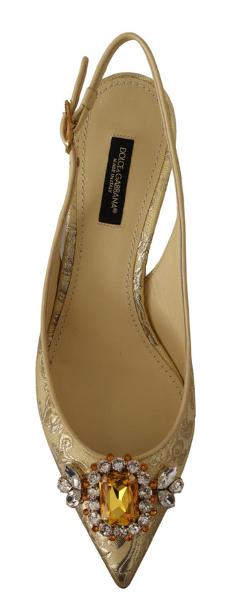 Gleaming Gold Crystal Slingback Heels