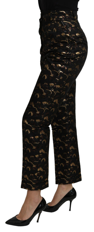 Elegant High Waist Tapered Brocade Pants - Luxury for You