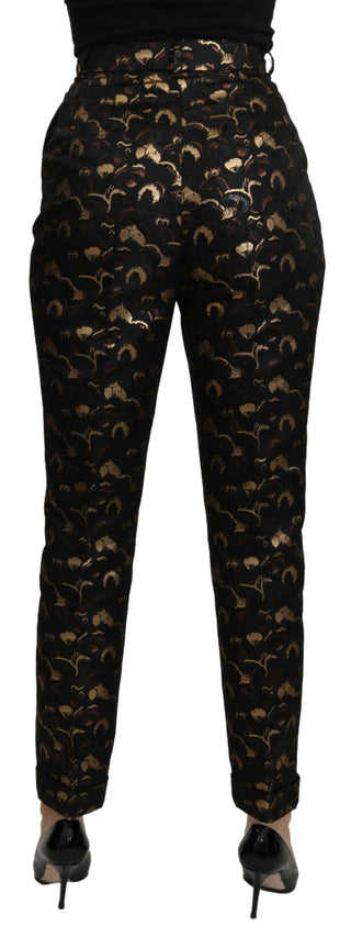 Elegant High Waist Tapered Brocade Pants - Luxury for You