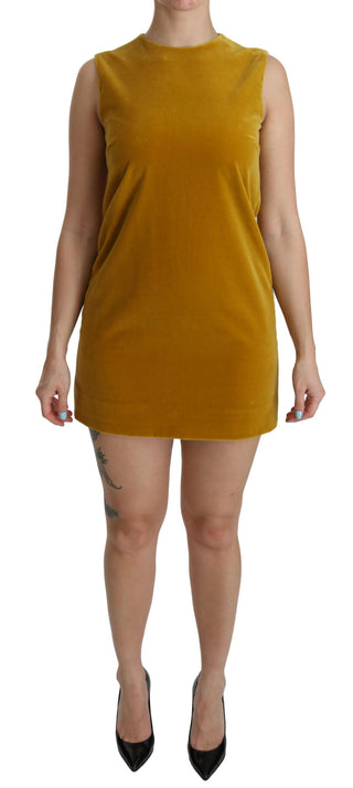 Mustard Velvet Shift Mini Dress - Luxury for You