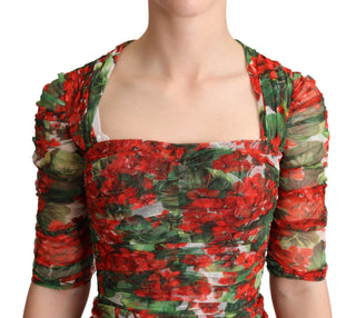 Elegant Red Floral Midi Sheath Dress - Luxury for You