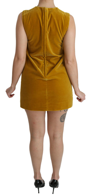 Mustard Velvet Shift Mini Dress - Luxury for You