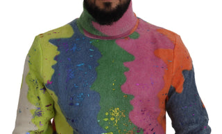 Multicolor Turtleneck Tv Motive Sweater