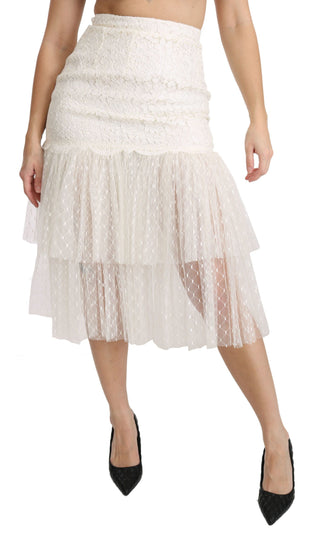 Elegant White Lace High-waist Skirt - Luxury for You