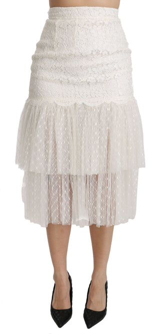 Elegant White Lace High-waist Skirt - Luxury for You