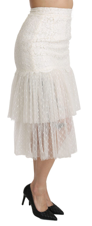 Elegant White Lace High-waist Skirt - Luxury for You