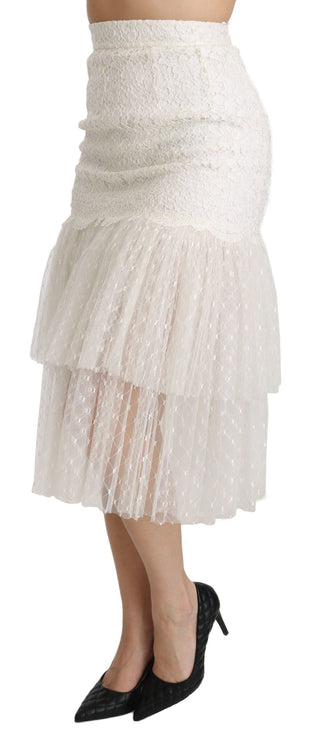 Elegant White Lace High-waist Skirt - Luxury for You