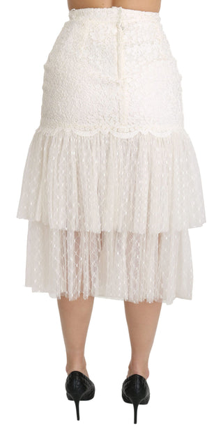 Elegant White Lace High-waist Skirt - Luxury for You