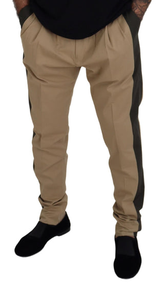 Elegant Bi-color Cotton Stretch Pants