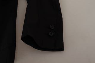 Elegant Black Cotton-wool Blend Blazer Jacket