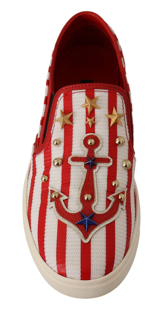 Stripe Print Studded Loafers - Luxury for You