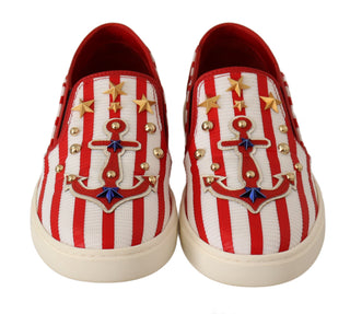 Stripe Print Studded Loafers - Luxury for You