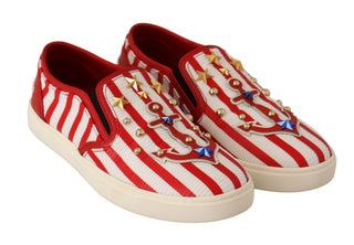 Stripe Print Studded Loafers - Luxury for You