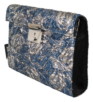 Elegant Blue Croc-print Briefcase Clutch