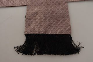 Elegant Silk Fringed Men's Scarf In Pink