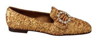 Elegant Gold Sequin Crystal Flats - Luxury for You