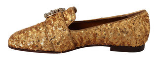 Elegant Gold Sequin Crystal Flats - Luxury for You