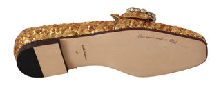 Elegant Gold Sequin Crystal Flats - Luxury for You