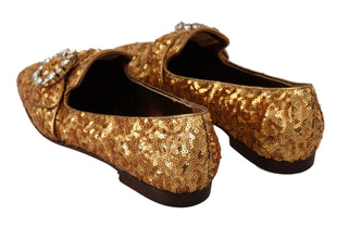 Elegant Gold Sequin Crystal Flats - Luxury for You