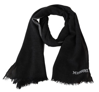 Elegant Wool Scarf With Signature Embroidery