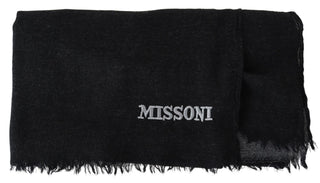 Elegant Wool Scarf With Signature Embroidery