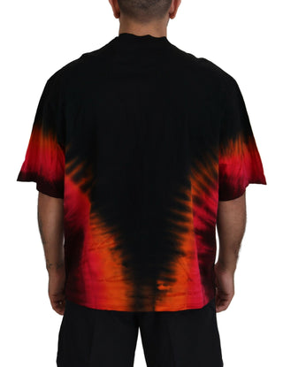 Black Orange Cotton Short Sleeves Crewneck T-shirt