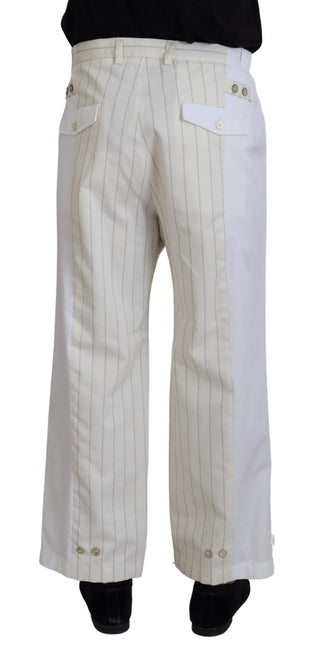 Elegant White Striped Mainline Trousers