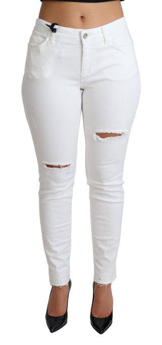 Chic White Mid Waist Designer Jeans - Luxury for You