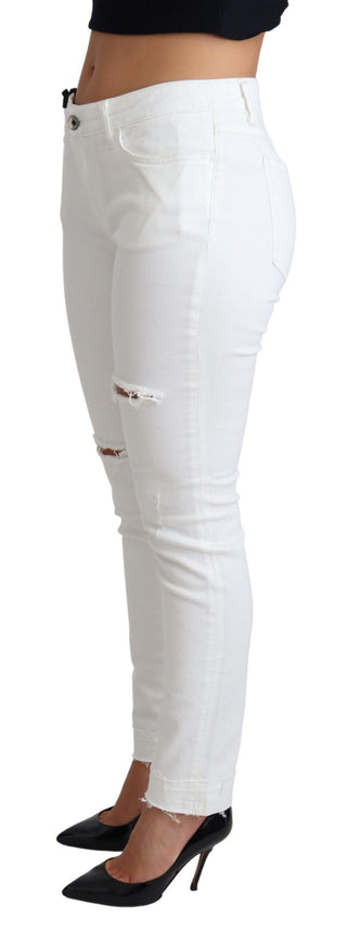 Chic White Mid Waist Designer Jeans - Luxury for You