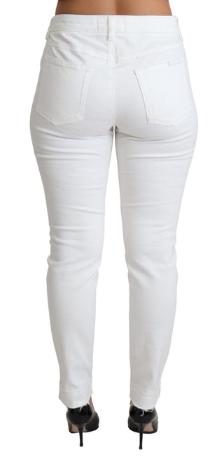 Chic White Mid Waist Designer Jeans - Luxury for You