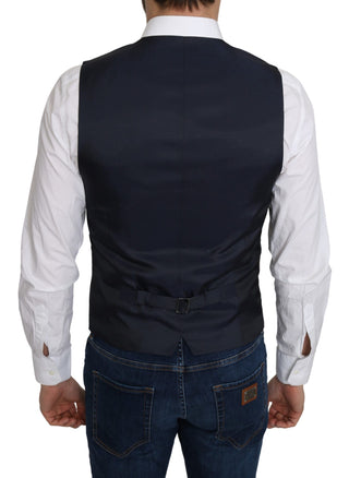 Elegant Blue Silk-blend Formal Vest - Luxury for You