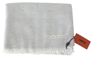 Elegant Wool Scarf With Signature Embroidery