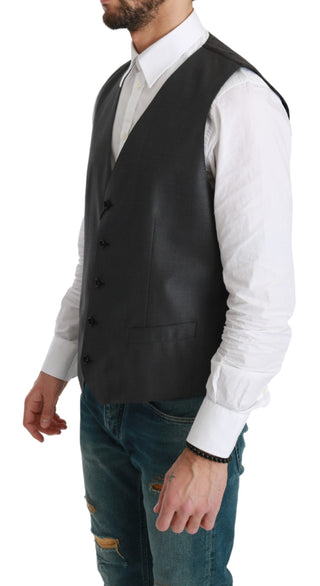 Elegant Gray Wool Blend Dress Vest - Luxury for You