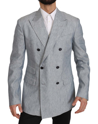 Elegant Light Blue Double Breasted Blazer - Luxury for You