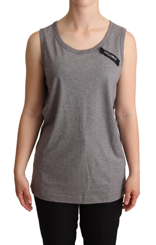 Elegant Gray Cotton Jersey Sleeveless Tank - Luxury for You