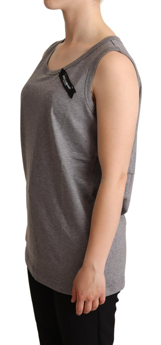 Elegant Gray Cotton Jersey Sleeveless Tank - Luxury for You