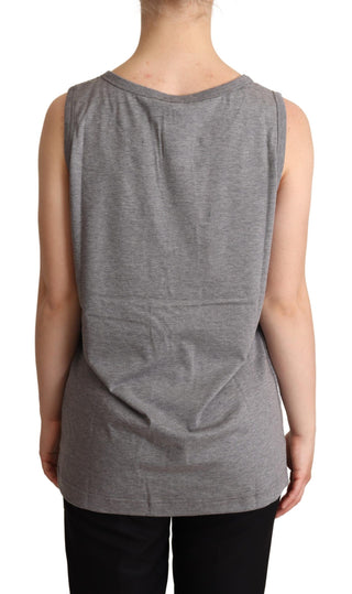 Elegant Gray Cotton Jersey Sleeveless Tank - Luxury for You