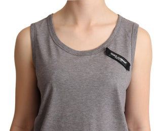 Elegant Gray Cotton Jersey Sleeveless Tank - Luxury for You