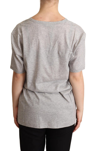 Elegant Gray V-neck Cotton Tee - Luxury for You