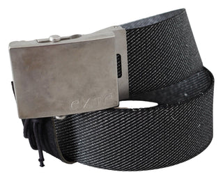 Elegant Black Canvas Waist Belt With Silver Buckle - Luxury for You