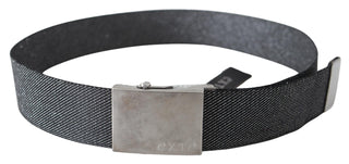 Elegant Black Canvas Waist Belt With Silver Buckle - Luxury for You