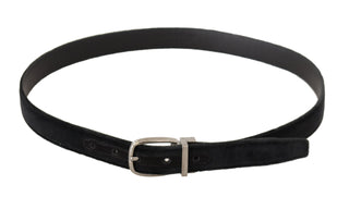 Elegant Velvet Designer Belt With Logo Engraved Buckle