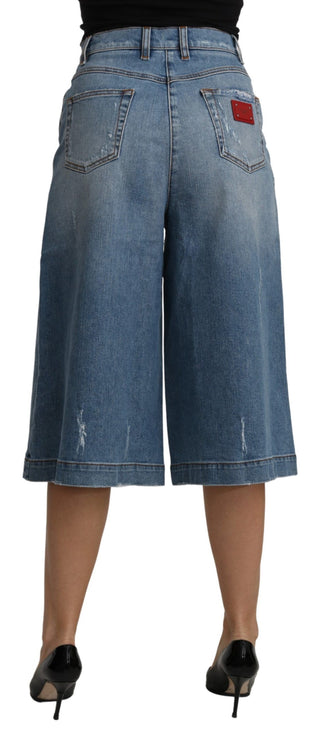 Elegant Wide Leg Cropped Denim Trousers - Luxury for You