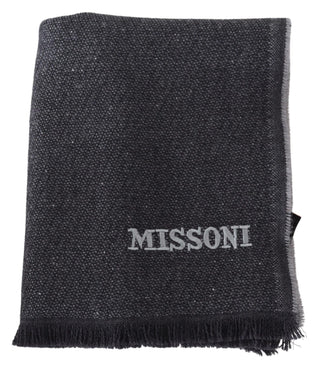 Elegant Wool Scarf With Signature Embroidery