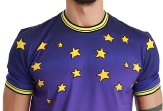 Purple Cotton Round Neck T-shirt With Pig Motif - Luxury for You