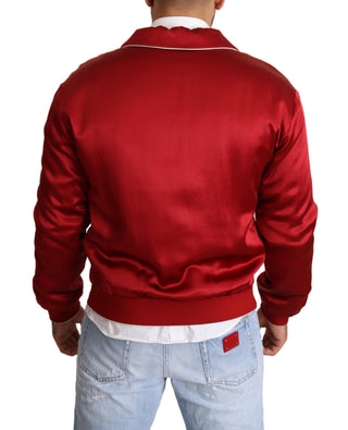 Sumptuous Silk Red Bomber Jacket - Luxury for You