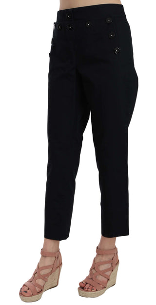 Chic Black Cotton Trousers - Luxury for You